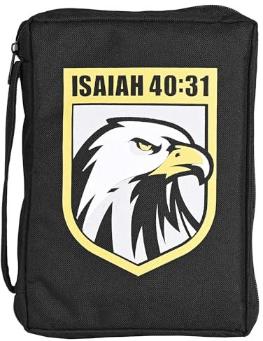 Dicksons Adler Isaiah 40:31 Schwarz Gelb und Weiß 600 Denier Polyester Canvas Reißverschluss Bibelhülle 26 x 18 x 5 cm