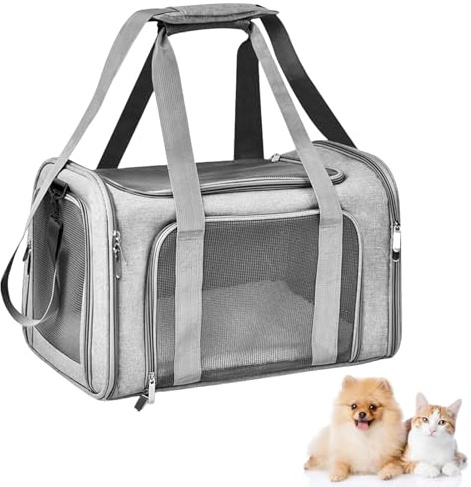 40*25*25cm Katzentransporttasche Haustiertasche kleine, 3kg Faltbare Transportbox Katze mit Schulterriemen Transportbox Katze Katzentransportbox Hunde Katzen Transportboxen für kleine Katzen Hunde-S