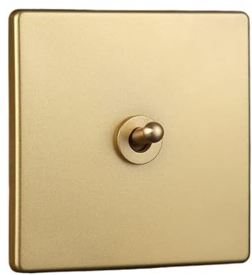 Interruptores basculantes de luz, Interruptor de palanca tipo 86 antiguo, interruptor de pared de cobre macizo de 10 A, hecho a mano, con luz de palanca de control dual abierta(1 Gang)