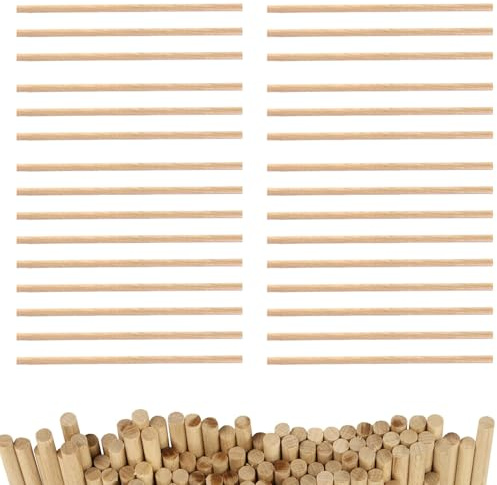 30pcs Wooden Dowels 20cm x 5mm – Craft Sticks for DIY Projects, Natural Hardwood Cake Dowels, Bamboo Rods for Model Making, School Crafts & Woodworking – Smooth Finish, Durable & Eco-Friendly
