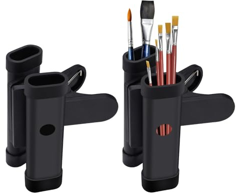 Diakey Pinsel-Clip, Staffelei, Aquarell-Kunst-Pinselhalter, Organizer und Aufbewahrung, Drumstick-Halter, Schwarz, 2 Stück