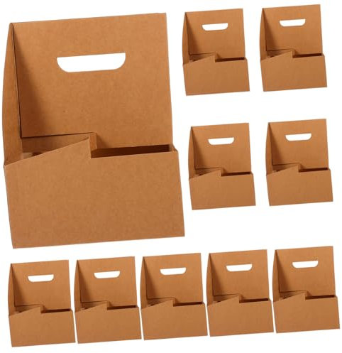 MAGICLULU 10 Piezas Portavasos de Papel Kraft de Ranuras para Cerveza Bandeja Portavasos de Cartón Kraft para Reparto para Food Trucks y Eventos