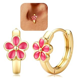 MILACOLATO Ohrringe Silber 925 Creolen für Damen Mädchen Hypoallergene | Creolen Gold/Silber Klein Kinder Huggie Ohrringe Creolen 10mm Blumen Gänseblümchen Ohrringe Mit Geschenkbox
