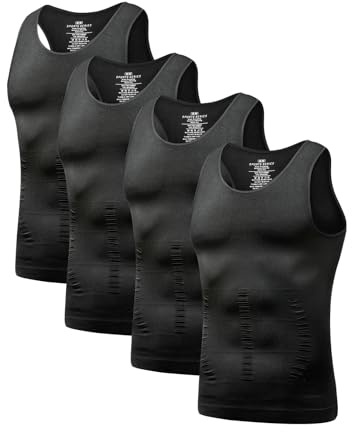 Arjen Kroos Compression Vest for Men Slimming Body Shaper Undershirts Tight Shapewear Workout Tank Tops Black-XL