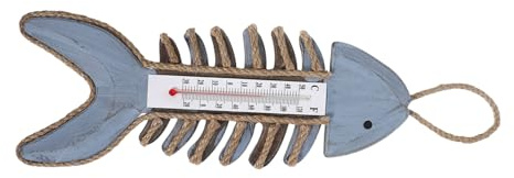 HOUDERCO Termometro Sensori ad Alta Precisione in Legno da Parete a Forma di Lisca di Pesce Vintage Decorazione per Muro Ingresso e Ambiente Interno per Muro Ingresso e Ambiente Interno