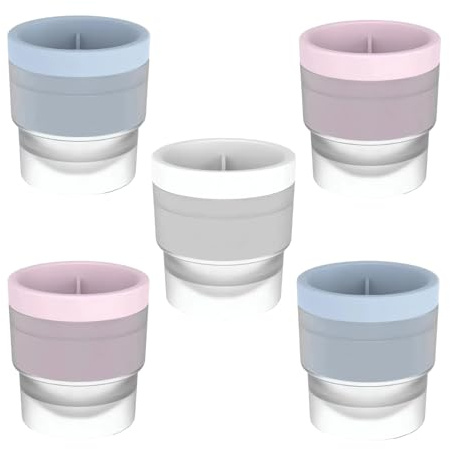5PCS Ice Ball Mould, Ice Ball Maker for Whisky & Cocktails, Round Ice Cube Moulds for Slow Melting, 2 Blue, 2 Pink, 1 White Ice Ball Molds for Home Bar & Party