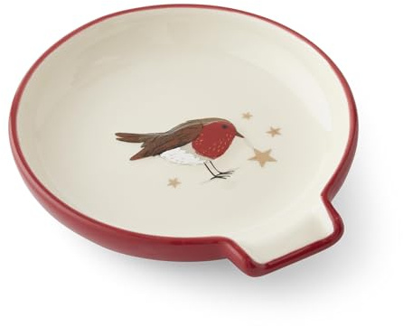 Cooksmart Repose-cuillère Robins Retreat | Porte-cuillère décoratif en céramique avec motif de rouge-gorge festif | Repose-ustensiles de cuisine pratique pour cuillères de cuisine, cuillères à café et