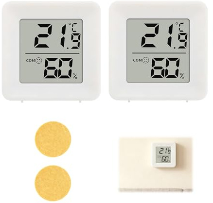 Room Thermometer Hygrometer 2 Pcs, Baby Room Thermometer Temperature Humidity Sensor Digital Mini Rooms Thermometers Monitor Humidity Meter Indoor for Baby Home Office Nursery Greenhouse Garden