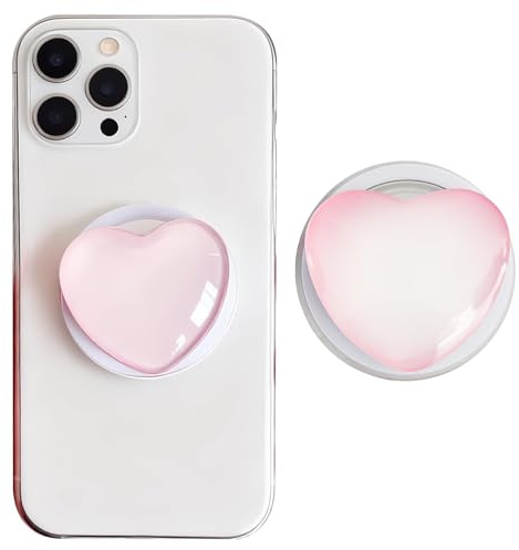 Magnetic Pop Up Socket, Heart Phone Grip with Expanding Kickstand 360 Adjustable Phone Ring Holder Grip for iPhone 17 16 15 14 13 Pro/Pro Max/Plus/Mini/Air (Pink)