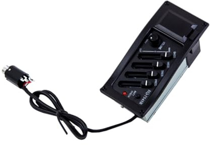 EXHUMKY Instrumenten Tonabnehmer für Akustische Gitarre mit 4-band Equalizer Kunststoffgehäuse Schwarz Verbessert Klangklarheit und Verstärkt Gitarrenton für Bühne und Studio