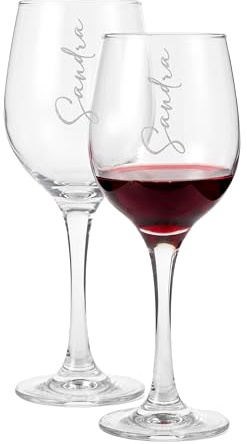 Made In Gift | Set de 2 Copas de Vino Burdeos de Cristal Personalizadas con Grabado Láser | Copas Grabadas con Nombre, Fecha o Texto | Regalo para Parejas, Aniversario, Boda o Cumpleaños