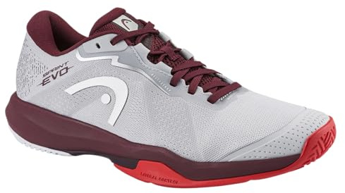 HEAD Sprint Evo 4.0 Men's Tennis Shoe, Light Grey/Red, 9