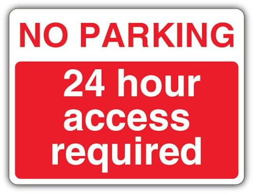 V Safety englisches Hinweisschild No Parking 24 Hour Access Required, 400 x 300 mm, 2 mm starrer Kunststoff