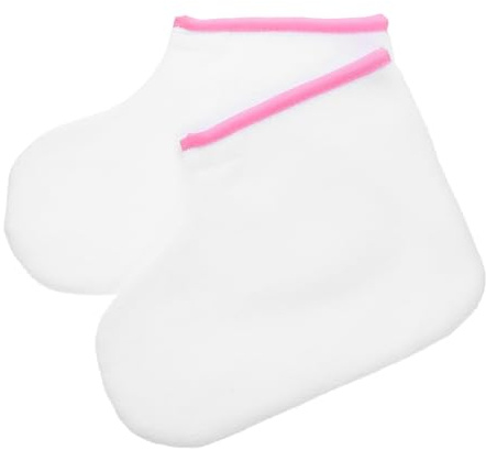 Alipis Lot de 2 Paquet de Soin Pieds en Coton Paraffiné Blanc avec Bordure Rose, Épais et Réutilisables, pour Bain de Paraffine, Pédicure et Soins Spa Professionnels et Domestiques