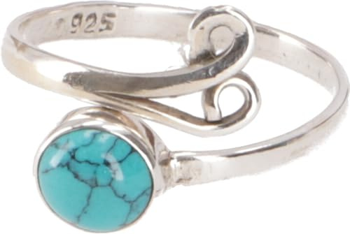 Filigraner Silberring mit Edelstein, indischer Schmuckring, 17 mm, Türkis