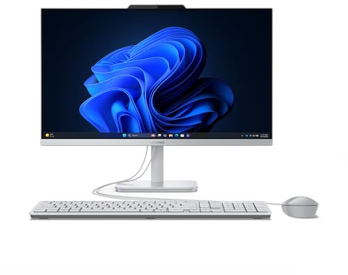 Lenovo A105, 24” All‑in‑One Desktop PC, AMD Ryzen 5 Processor, 8GB LPDDR5 RAM, 512GB PCIe SSD, 23.8” Full HD IPS Display, Fast Home & Office Performance, Wireless EOS Keyboard and Mouse – Cloud Grey