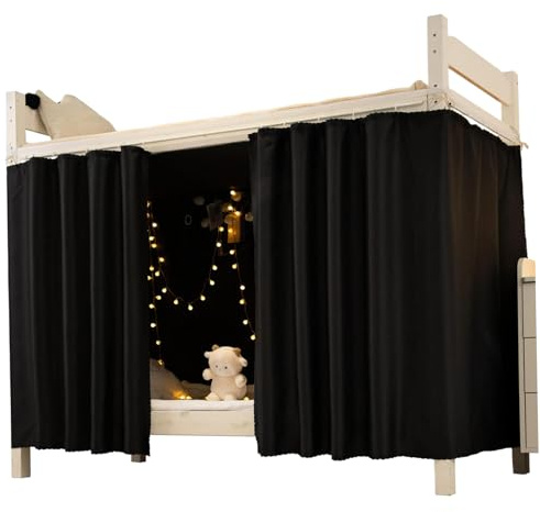 Wedhapy Rideau occultant pour lit superposé 2 Panneaux avec Corde et Crochets idéal pour la Maison Les dortoirs et Les étudiants (119 x 200 cm).