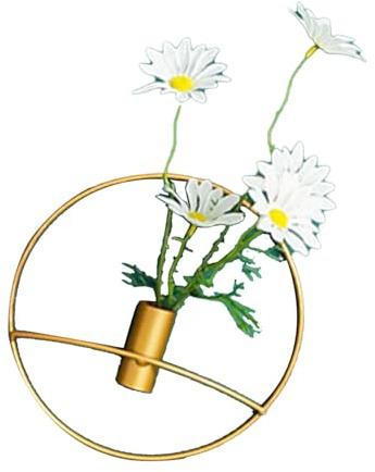Aramox Konstgjord Blomsterhängande Väggdekor Järn Väggmonterad Blomsterhållare Rund Display Design Enkel Installation Platssparande för Sovrum Vardagsrum Studio (Små)