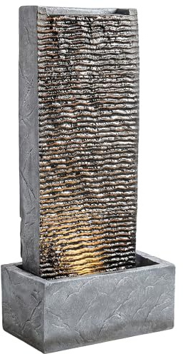 Outsunny Springbrunnen 2-Stufig LED Beleuchtung Pumpe 37,5 x 22 x 80 cm