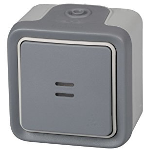 Legrand, 191513 Plexo - Interrupteur mural lumineux, interrupteur étanche de surface, étanche (IP55), gris