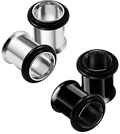 KJM FASHION 4 Stk Single Flared Tunnel Piercing Schmuck Weitere Größen, Edelstahl, keine Angabe