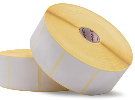 Original Meto Thermodirekt Etiketten (40x40 mm, weiß, Permanent, Kern: 25 mm, 1.900 Thermoetiketten auf Rolle, 4 Rollen)