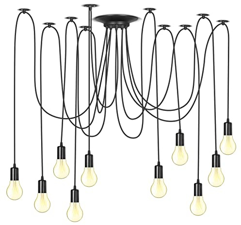 Spinne Kronleuchter DIY Deckenleuchte Lampe Kopf Pendelleuchte Halter Retro Industry Ceiling Light Speisesaal Schlafzimmer Wohnzimmer Esszimmer Hotel Dekoration (10 Kopf)