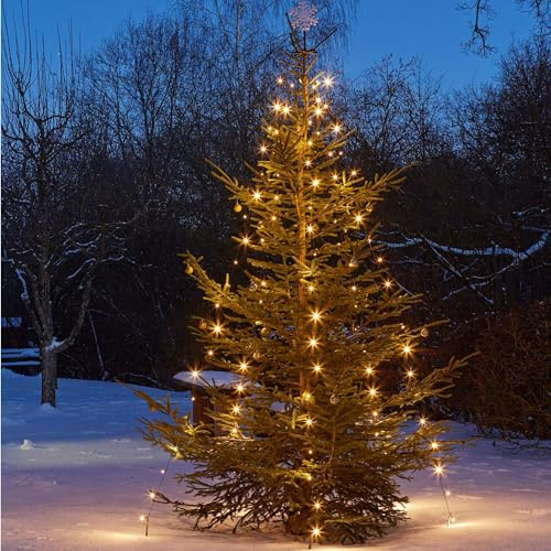 hellum LED Lichterkette Weihnachtsbaum Quick Lights, Weihnachtsbaum Beleuchtung mit Ring und 10 Strängen, 250 LEDs, beleuchtete Länge 2,50m, warmweiß, für außen, Dekorationsbeleuchtung <59 lm 577914