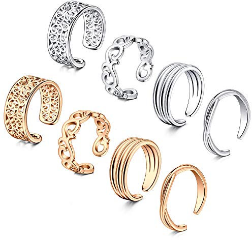 D.Bella Zehenringe für Frauen Fußkettchen und Zehenring Set Verstellbare Fußkettchen Fußschmuck