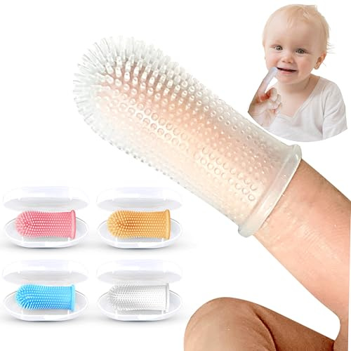 Itsy Bitsy Baby Toothbrush, Pediatrician Recommended, 360 Degree Bristle Silicone Baby Toothbrush 6 to 12 Months, and Toddler Toothbrushes 1-2, Set of 4 - Multicolor