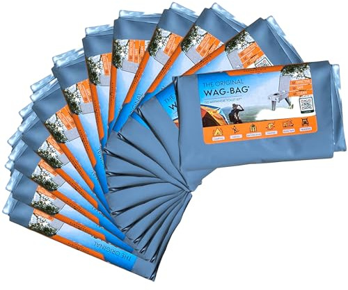 12 Pack GO Anywhere Lightweight Portable Toilet Refill Kit for Camping, Hiking, Backpacking - Waste Kits includes (Waste Bag with Poo Powder, Zip-Close Storage Bag, Toilet Paper & Moist Towelette)