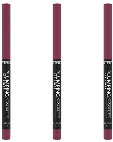 Catrice Plumping Lip Liner, Lip Pencil, läppkonturpenna, masksäker, fläcksäker, med pennvässare, nr 090 The Wild One, röd, matt, vegansk, vattentät, 3-pack (3 x 0,35 g)