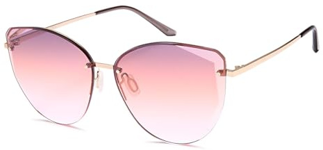 styleBREAKER Cateye solglasögon för kvinnor med diamantslipning, ramlösa med tonade glas, metallhängare 09020123, Ram guld/glas aprikos förlopp, En Storlek