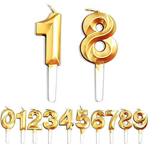 Geburtstag Zahl Kerzen, 1/8/18/81 JJubiläumstorten Dekoration, Gold Nummer Geburtstagskuchen kerzen, Kuchen Dekoration für Geburtstag Party Hochzeit Jahrestag Abschlussfeier Feier Lieferungen