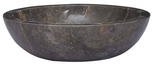 vidaXL Waschbecken Waschschale Aufsatzwaschbecken Waschtisch Waschplatz Handwaschbecken Naturstein Becken Badezimmer Grau Ø40x12cm Marmor