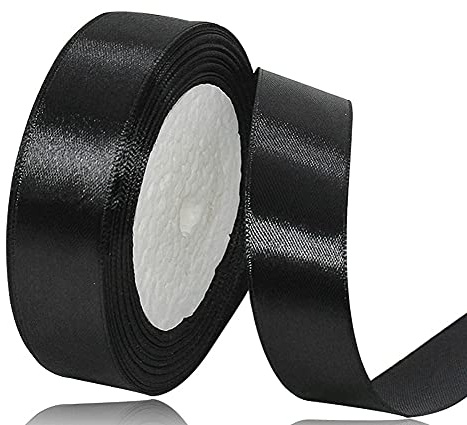 Satinband Schwarz 25mm, 22 Meters Dekoration Geschenkband breit Schleifenband, Stoffband für Hochzeit, Taufe und Geburtstag Geschenke