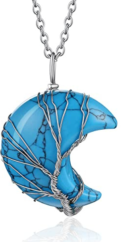 Bestyle Damen Mondkette Herzkette Geburtsstein Anhänger Kristall Schmuck für Sie, Frauen Freundin Valentinstag Muttertags