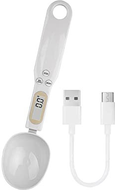 Misurazione Cucchiai 500G / 0.1G Cucchiaio di misurazione digitale portatile Lcd. Display Bilancia da cucina Misurazione Cucchiaino in polvere Polvere Pesise (Color : White Recharge)