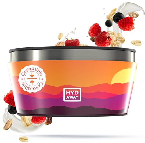 HYDAWAY 1-Quart Collapsible Insulated Bowl with Lid - BPA-Free, Leak-Resistant, Space-Saving Camp Bowl - Ideal for Hiking, Travel & Outdoor Meals