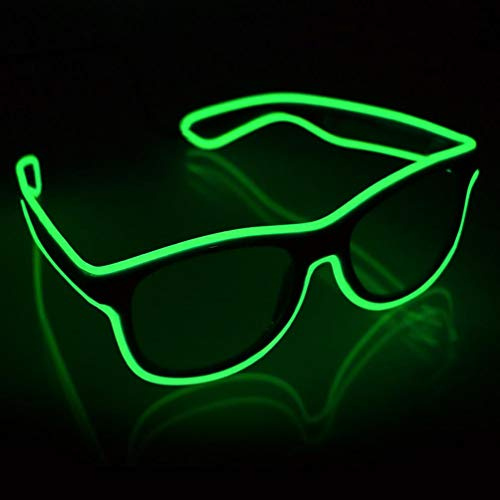 SOOOEC Kabellose leuchtende LED-Brille mit Blinkmodus Glow in Dark Party für Rave-Party, Halloween, Weihnachten, Disco, Konzert, EDM (grün)