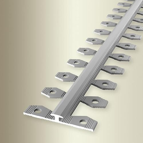 PROVISTON | Einfassprofil | Breite: 34 mm | Höhe: 2.5 mm | Länge: 2700 mm | Aluminium eloxiert | Biegbares Profil | Glatt | Silber | Offen Gestanzt