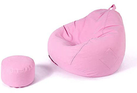 FBKPHSS Fodera per Pouf a Sacco Moderno, Pouf a Sacco Senza Imbottitura con Rivestimento Poggiapiedi Bean Bag Gamer per Camera da Letto Soggiorno Balcone,Rosa,90 * 100cm