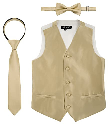 Alizeal Jungen Fliege, Krawatte und Anzug Weste Einfarbige Klassische Krawatte und Weste 3pc Set