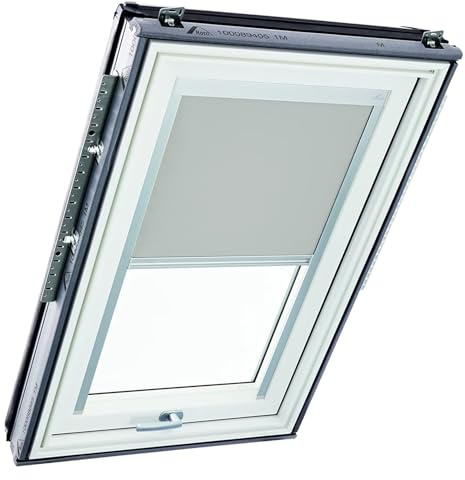 Tenda Oscurante Originale Roto ZRV - Guide di Scorrimento Laterali Argento - per Finestre da Tetto delle Serie R6/R8, i8 e Classic 64/84 - Dimensioni 094/098 | 09/09 - Colore del Tessuto Grigio Chiaro