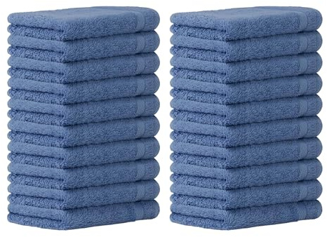 Luckytowel Seiftücher Set 30x30cm – Oeko-TEX kleine Waschlappen Set aus 100% Baumwolle mit 600 g/m² – mit Aufhängeschlaufe – flauschig & saugstark – Gästehandtücher 30x30 – 50er Pack Blau