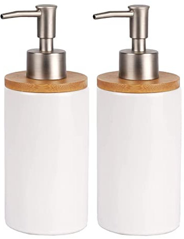 2 Stück Seifenspender,400 ml Keramik Seifenspender, mit Pumpe, für die Handwäsche,Spülmittel, Shampoo-Lotionsflasche,Flüssigseifen Nachfüllbares Shampoo (Weiß)