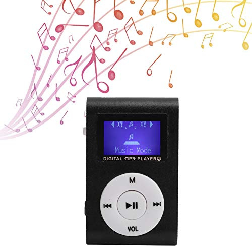 Set Lettore MP3, Mini Lettore Musicale MP3 Portatile Sport BackClip MP3 con Schermo LCD, Lettore Musicale Digitale Portatile HiFi Sound Supporto Fino a 32GB TF (BLACK)
