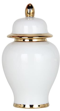Milageto Jarrón de cerámica, decoración de Tarro de Jengibre de con Tapa, Tarro de, Tarro de Almacenamiento de té para Tanque de, Blanco