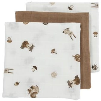 MEYCO Mullwindeln 3er Pack 70x70cm Musselin Spucktücher Forest Animals | 100 % weiche Baumwolle - Oeko Tex zertifiziert - saugfähig, hautfreundlich & schnelltrocknend
