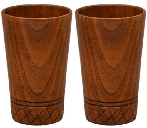 Luxylei Tasses À Thé en Bois 2 Pièces Tasses De Style Japonais Tasse À en Bois Naturel Faite À Main pour Boire, Vin, Lait, Tasse À Café Cuisine Bar Verres